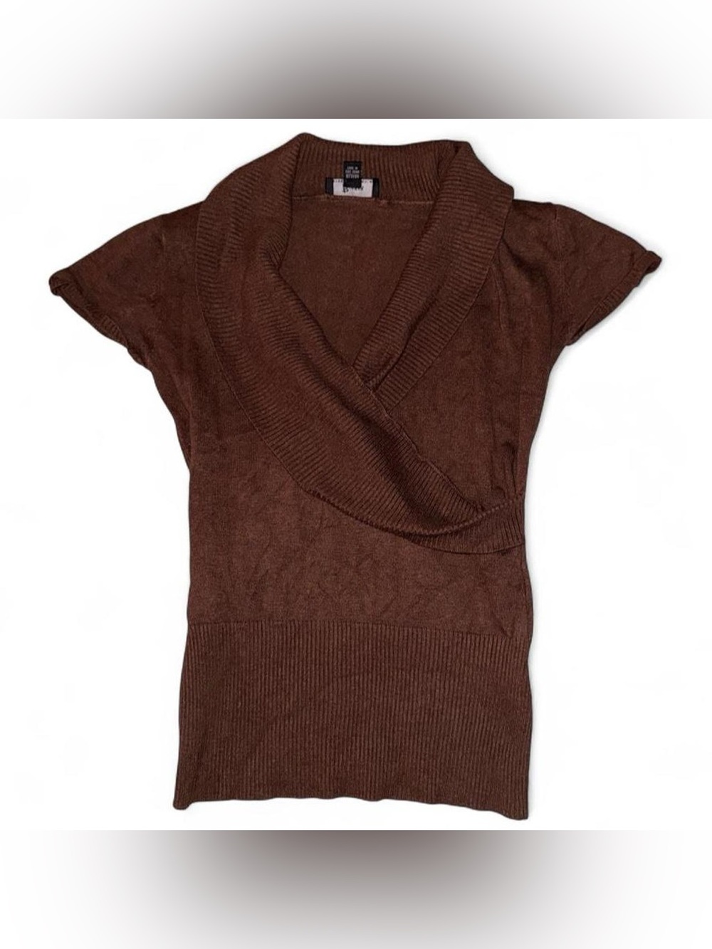 Bwear Brown Short-Sleeve Cowl Neck Sweater